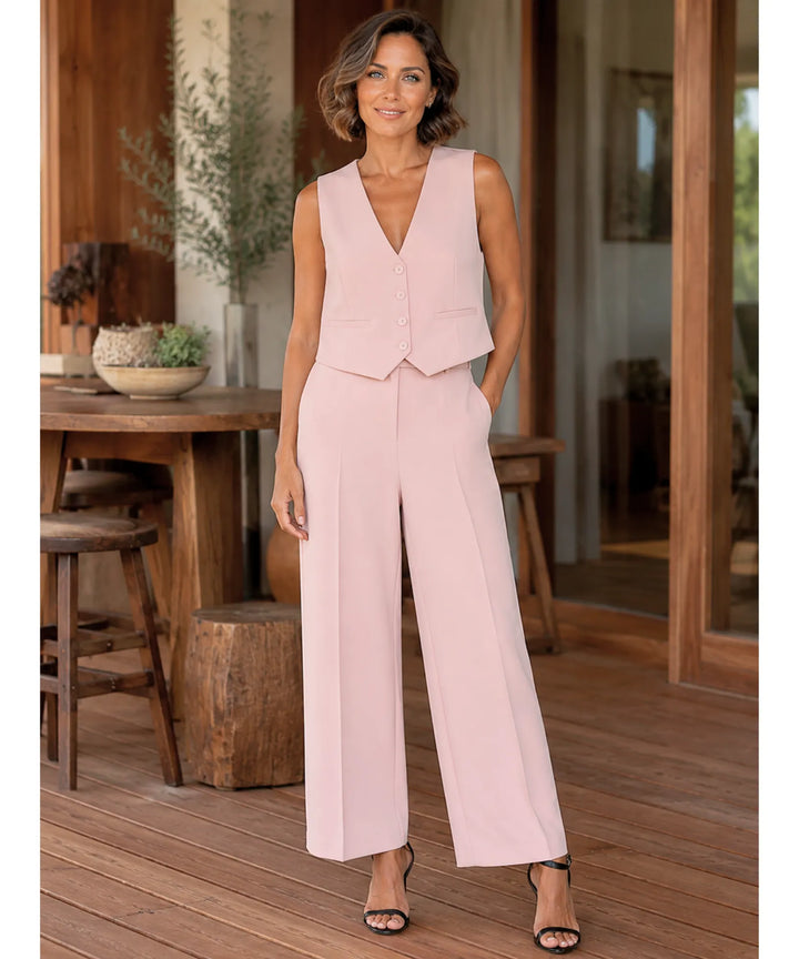 Anwen | Women's Tailored Vest and Wide Leg Pants Set