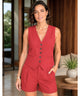 Eleanor | Women's Linen Tailored Vest and Shorts Set