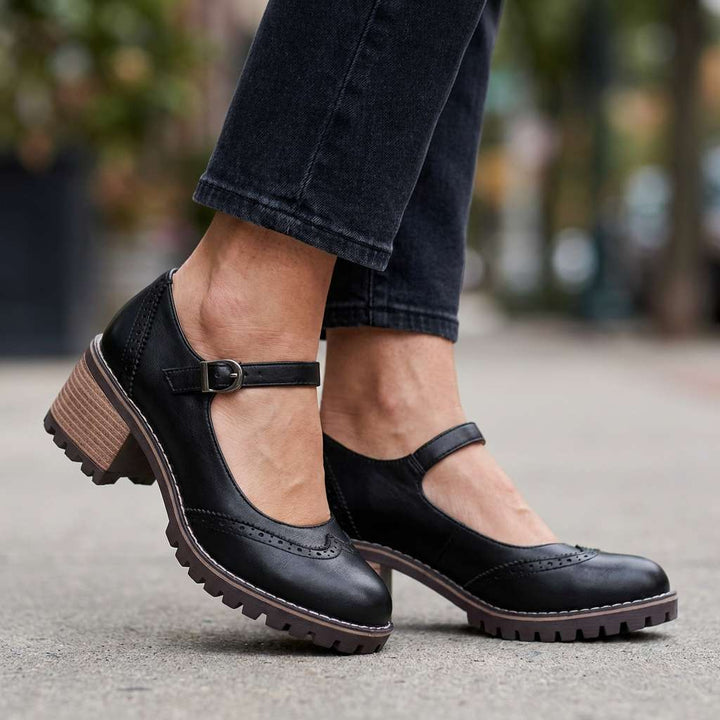 Valora | Women's Block Heel Brogue Mary Janes