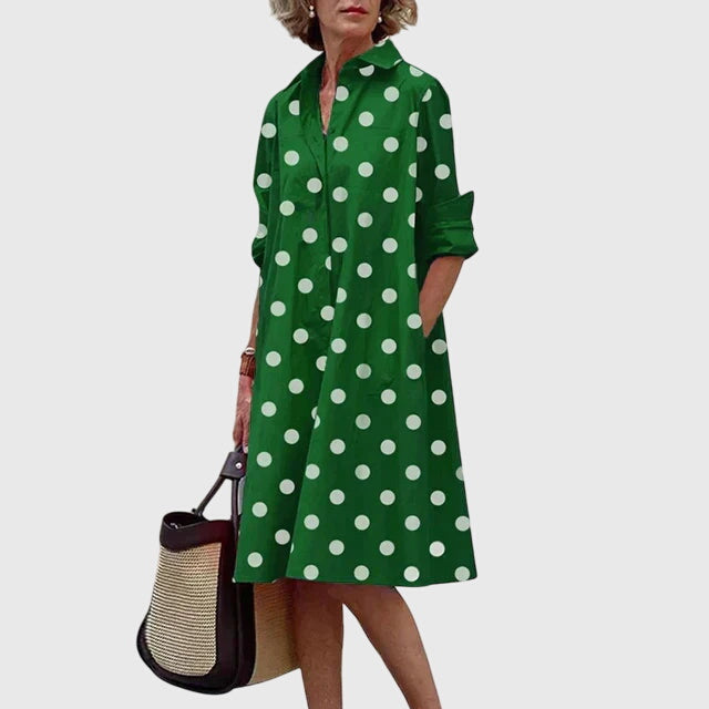 Aldora | Women's Casual Relaxed Midi Dress with Round Neck, Short Sleeves and Pockets - image 7