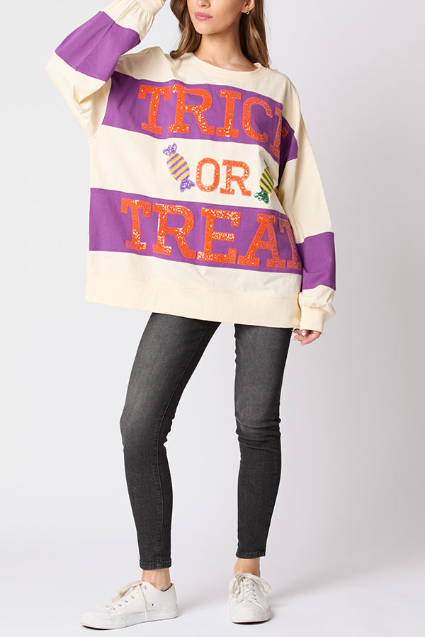 Ascelina | Women's Sequin Letter Colour Block Sweatshirt with Round Neck - image 14