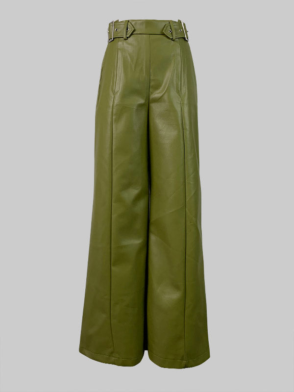 Griselda | Women's Joint Pockets Pleated Wide Leg Loose Trousers Pants