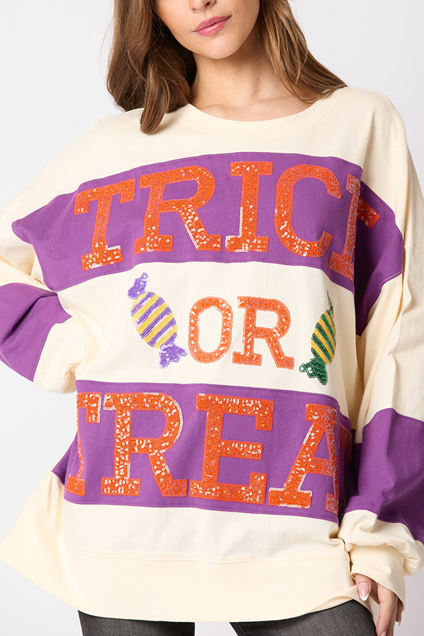 Ascelina | Women's Sequin Letter Colour Block Sweatshirt with Round Neck - image 10