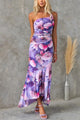 Josiane floral maxi dress, round neck, short sleeves