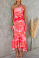 Josiane floral maxi dress, round neck, short sleeves