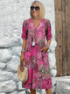 Zora | Women's Midi Dress with V-Neck and Three-Quarter Sleeves - image 3