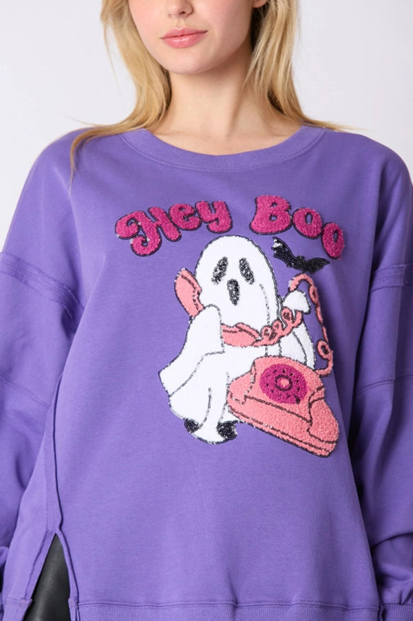 Nicolaa | Women's Cute Ghost Sequin Sweatshirt with Round Neck - image 4