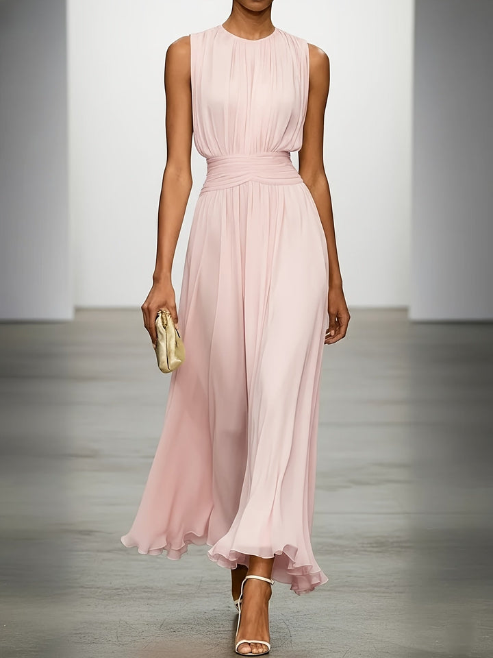 Bellamira | Women's Sleeveless Ruched Waist Maxi Dress with Round Neck - image 5
