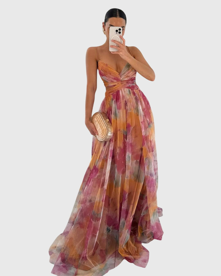 Giselle | Women's Floral Print High-Waisted Maxi Dress