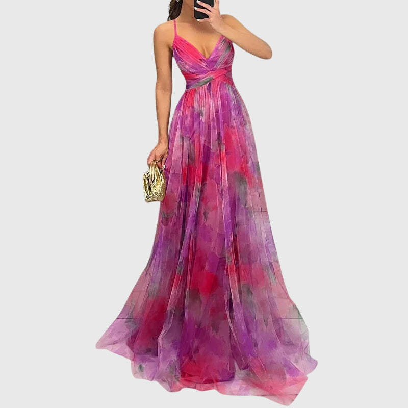 Giselle | Women's Floral Print High-Waisted Maxi Dress