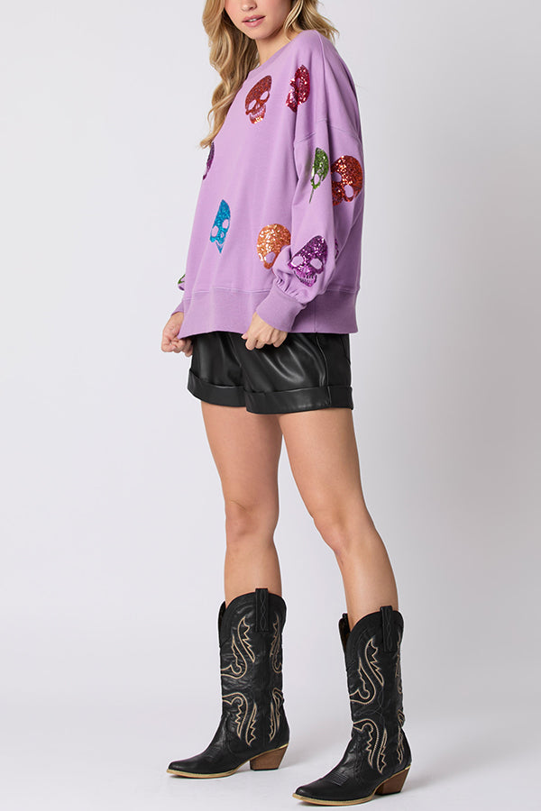Richenda | Women's Sequin Skull Sweatshirt with Round Neck - image 15