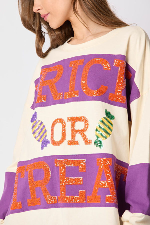 Ascelina | Women's Sequin Letter Colour Block Sweatshirt with Round Neck - image 12