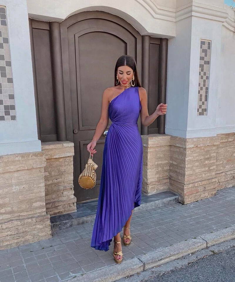 Helvetia midi dress, off-shoulder, short sleeves