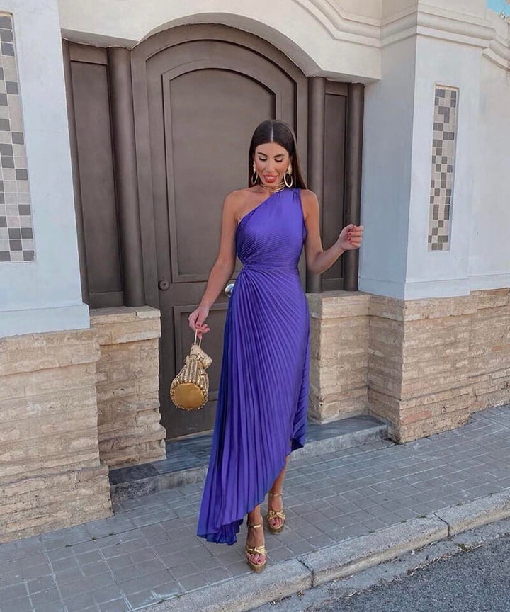 Helvetia midi dress, off-shoulder, short sleeves