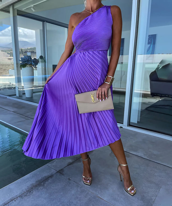 Helvetia midi dress, off-shoulder, short sleeves
