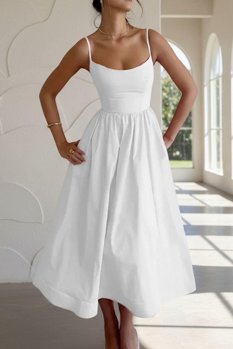 Ottilie | Women's A-Line Midi Dress with Round Neck and Sleeveless - image 2