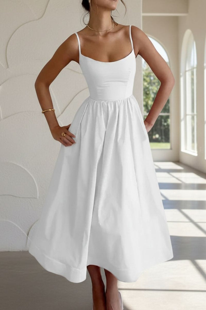 Ottilie | Women's A-Line Midi Dress with Round Neck and Sleeveless - image 2