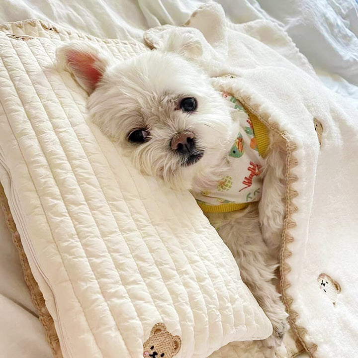 Freshwater | Embroidered Cotton Pet Pillow, Quilt and Bed Set - image 3