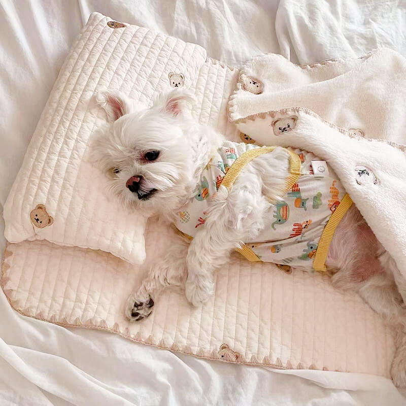 Freshwater | Embroidered Cotton Pet Pillow, Quilt and Bed Set - image 5