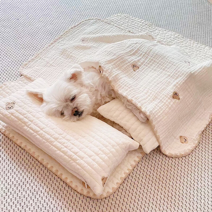 Freshwater | Embroidered Cotton Pet Pillow, Quilt and Bed Set - image 4