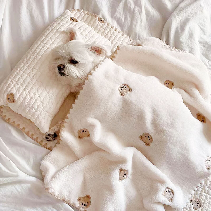 Freshwater | Embroidered Cotton Pet Pillow, Quilt and Bed Set - image 1