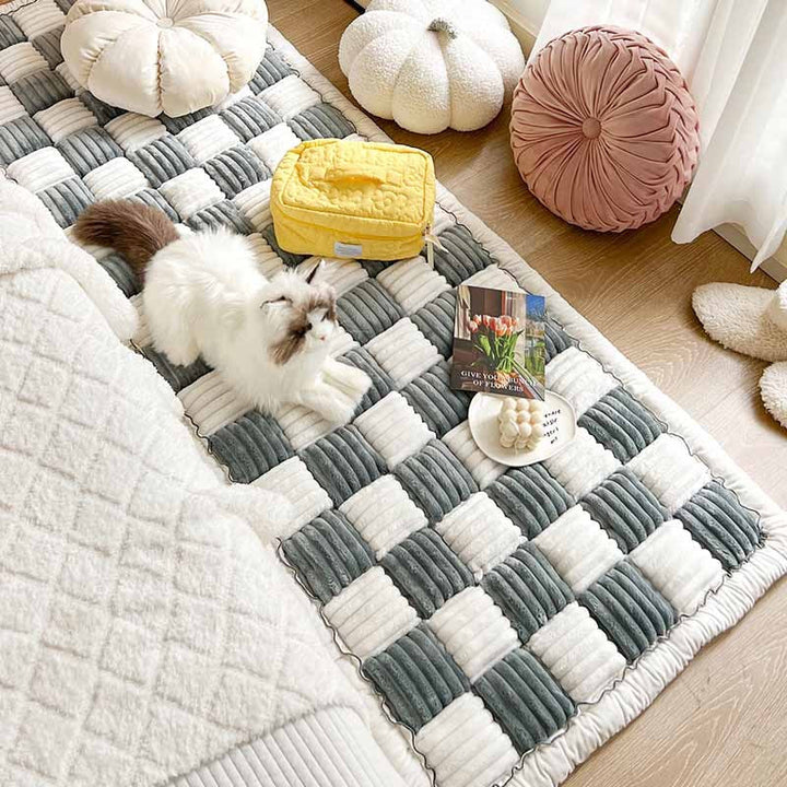 Kurnell | Cream Plaid Chenille Pet Mat and Couch Cover - image 13