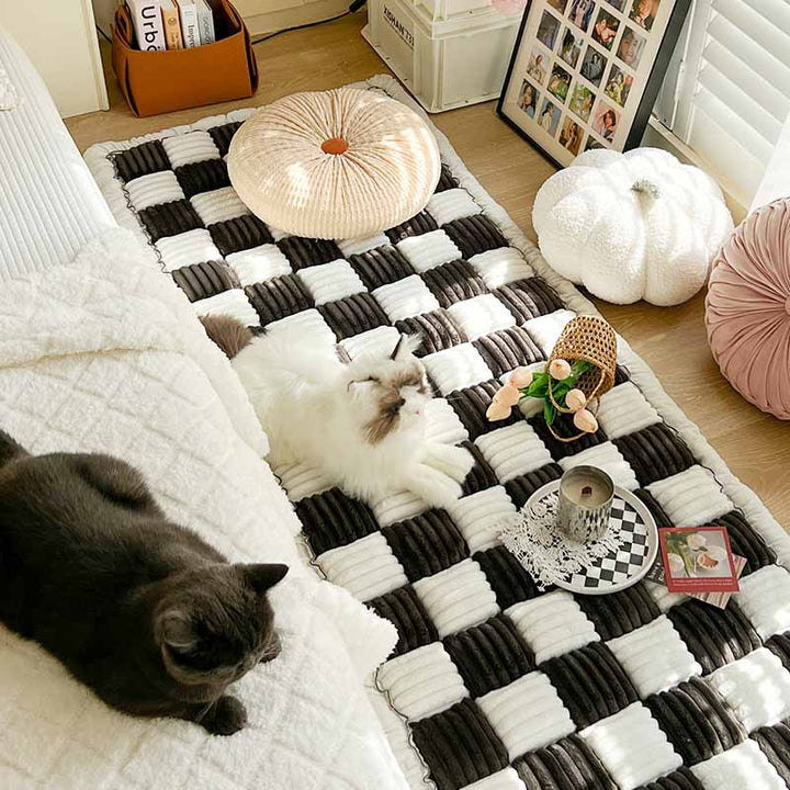 Kurnell | Cream Plaid Chenille Pet Mat and Couch Cover - image 4