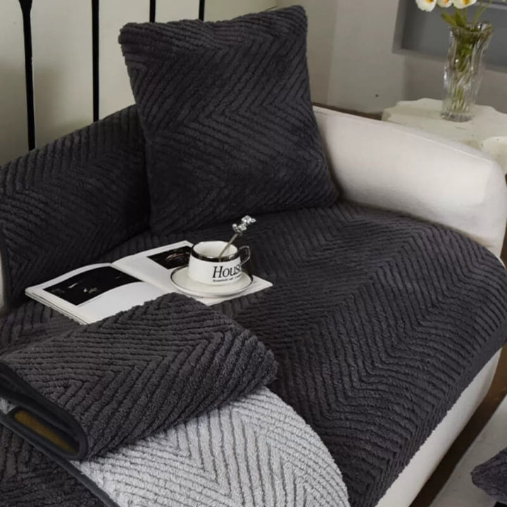 Bermi | Thick Plush Herringbone Non-Slip Couch Cover - image 4
