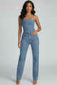 Eloise | Women's Strapless Top with High-Waisted Trousers Set