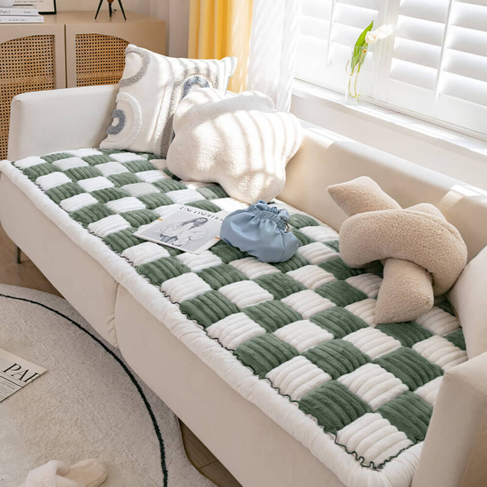 Kurnell | Cream Plaid Chenille Pet Mat and Couch Cover - image 18