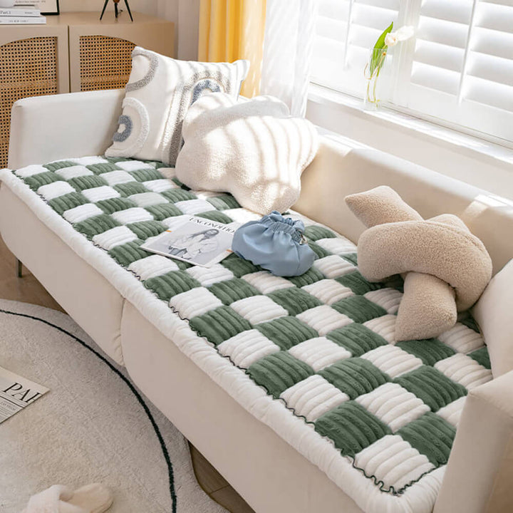 Kurnell | Cream Plaid Chenille Pet Mat and Couch Cover - image 18
