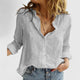 Sabine | Women's Relaxed Cotton-Linen Button-Down Blouse with Lapel Collar