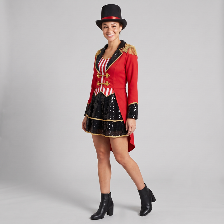 Rohese | Women's Red Sequin Ringmaster Costume Set with Matching Hat - image 3