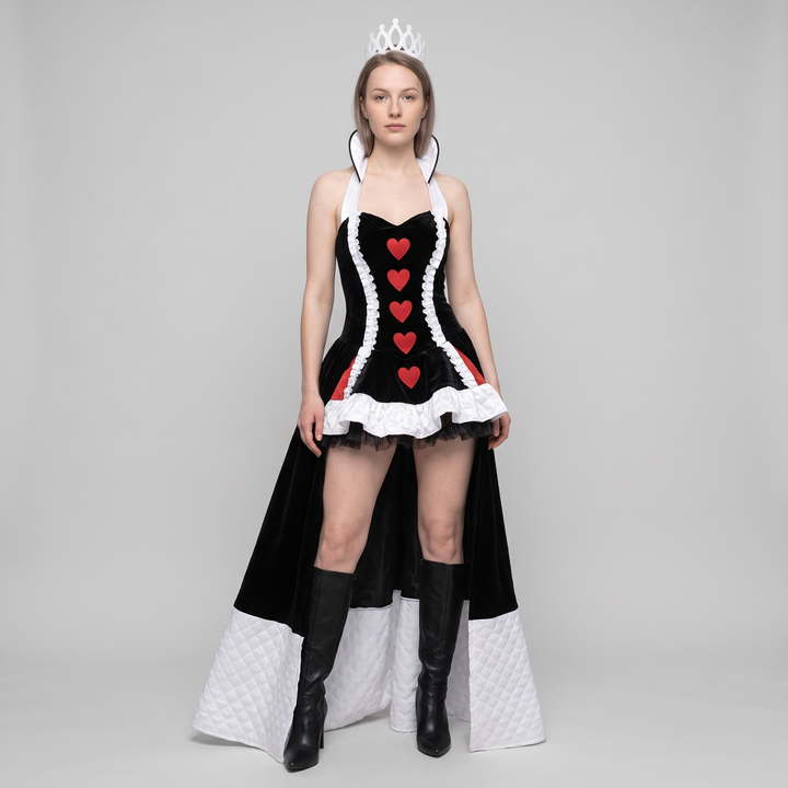 Melicent | Women's Queen of Hearts Mini Dress with Standing Ruffled Collar - image 1