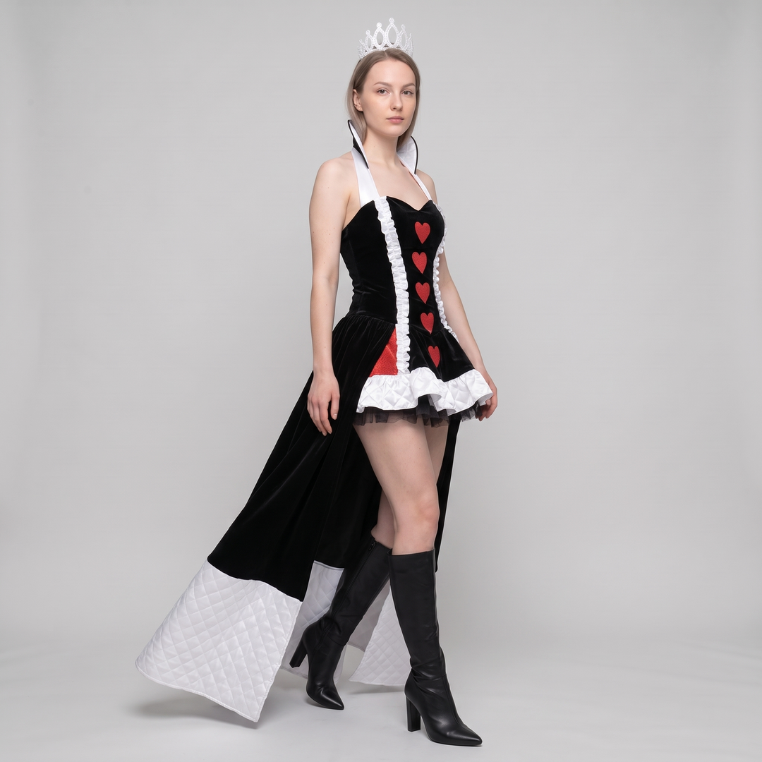 Melicent | Women's Queen of Hearts Mini Dress with Standing Ruffled Collar - image 2