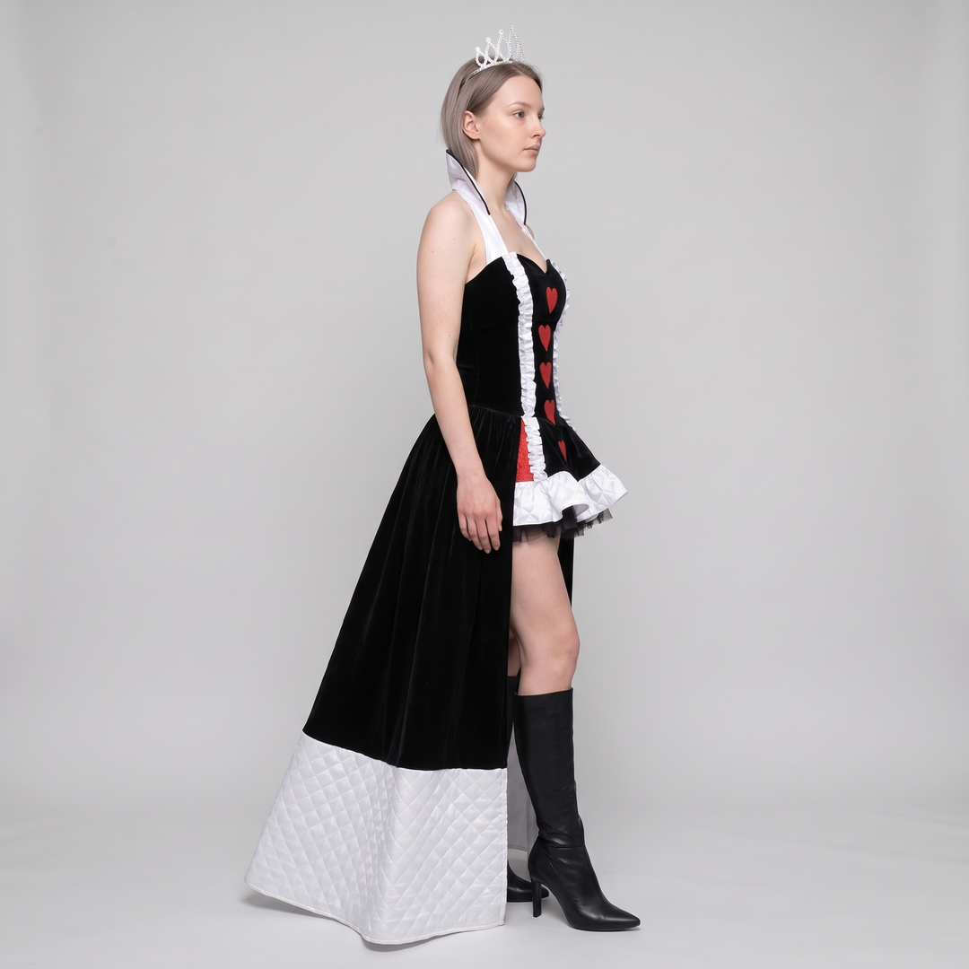 Melicent | Women's Queen of Hearts Mini Dress with Standing Ruffled Collar - image 3