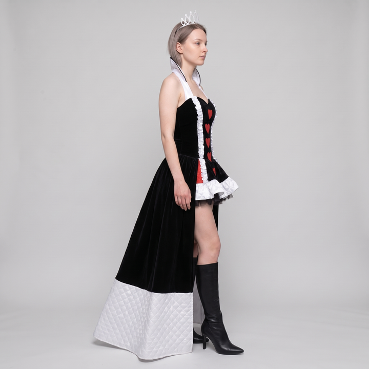 Melicent | Women's Queen of Hearts Mini Dress with Standing Ruffled Collar - image 3
