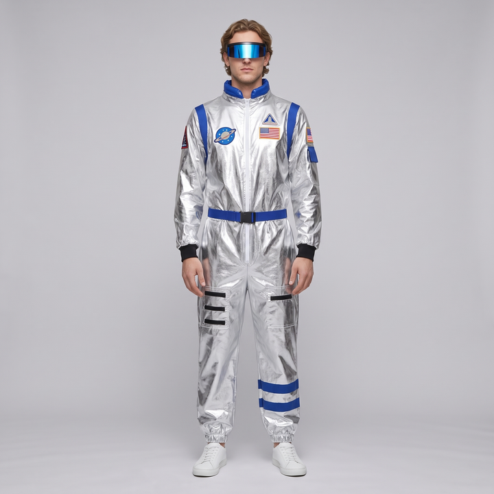 Isolda | Women's Metallic Astronaut Jumpsuit with Visor Glasses - image 1