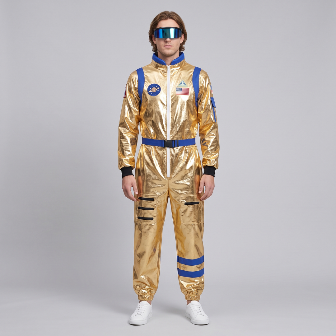 Isolda | Women's Metallic Astronaut Jumpsuit with Visor Glasses - image 5