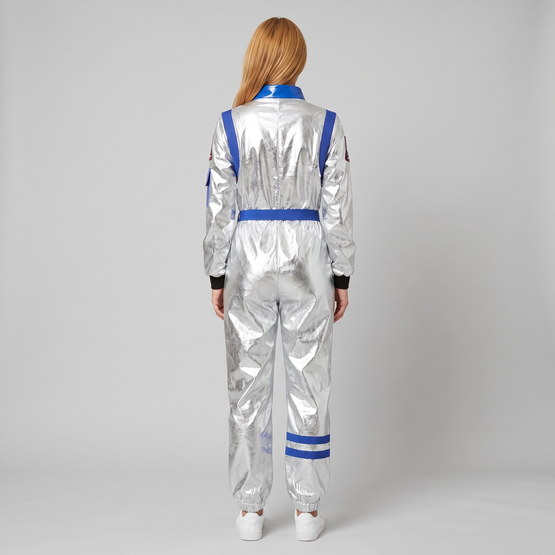 Isolda | Women's Metallic Astronaut Jumpsuit with Visor Glasses - image 3