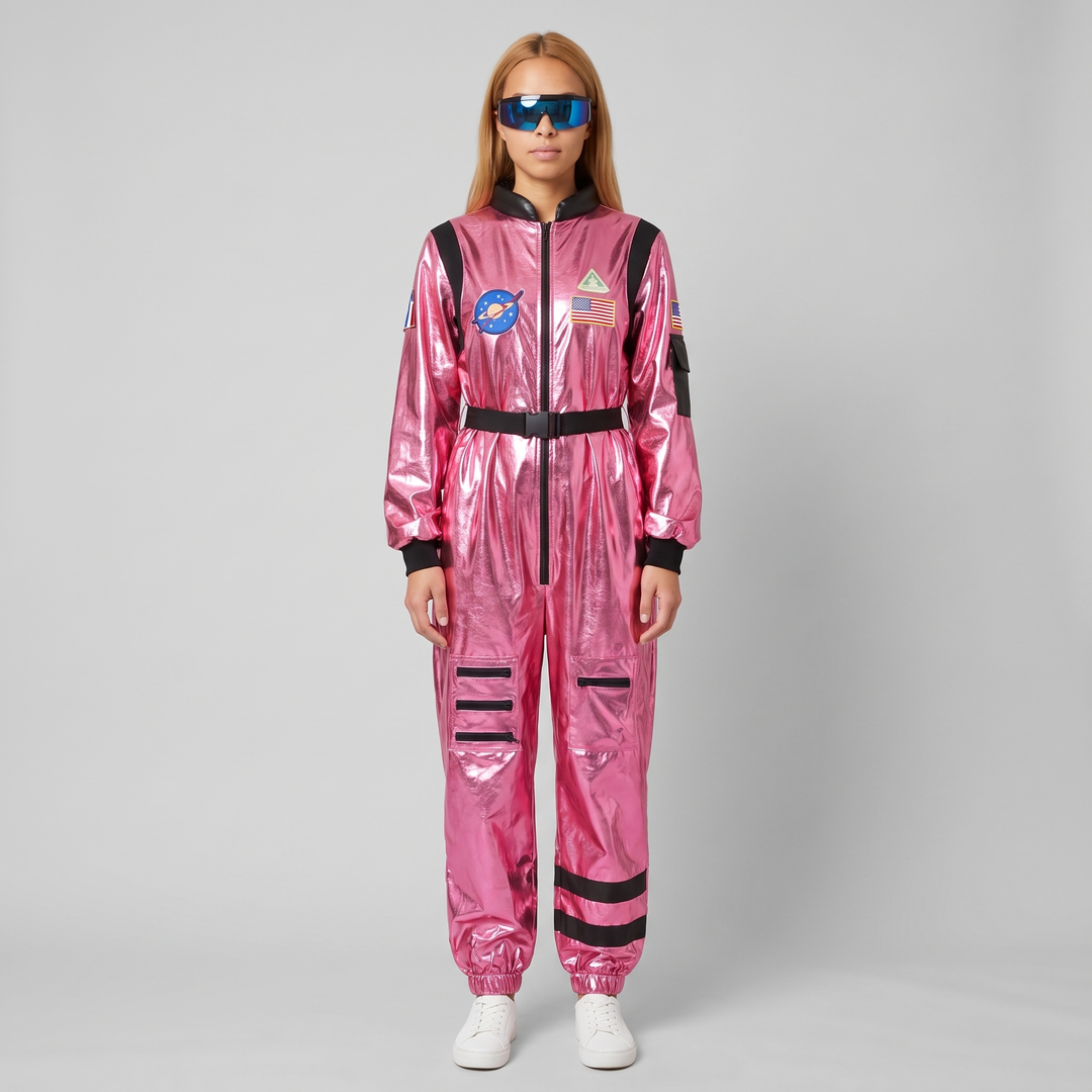 Isolda | Women's Metallic Astronaut Jumpsuit with Visor Glasses - image 6