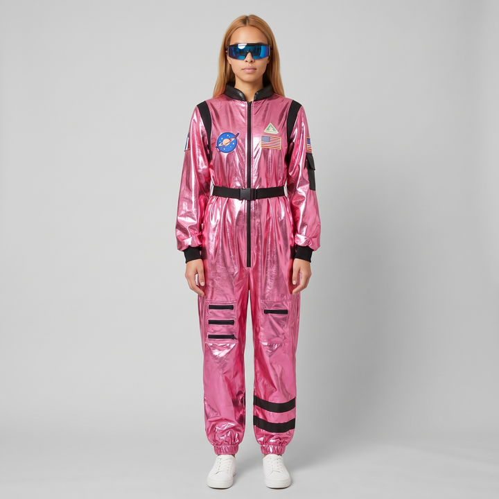 Isolda | Women's Metallic Astronaut Jumpsuit with Visor Glasses - image 6