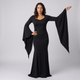 Jehane | Women's Black Batwing Gothic Maxi Dress with Stretch Knit - image 1