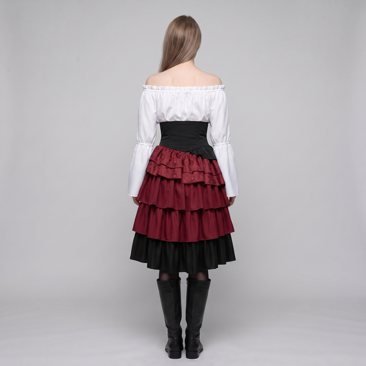Floria | Women's Pirate Shirt and Skirt Set with Layered Ruffles - image 4