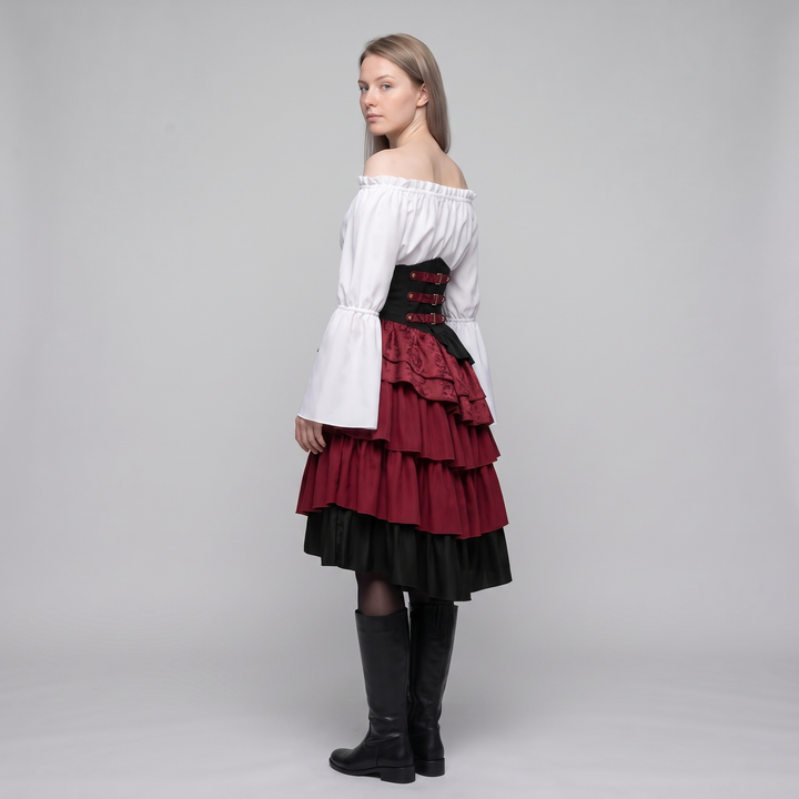 Floria | Women's Pirate Shirt and Skirt Set with Layered Ruffles - image 3