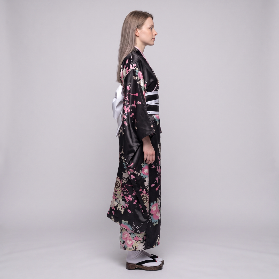 Dowsabel | Women's Japanese Floral Kimono Robe with Wide Square Sleeves - image 4