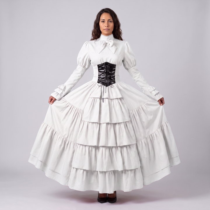 Swanhild | Women's Medieval Renaissance Ball Gown with Lace-Up Cinch Belt - image 3
