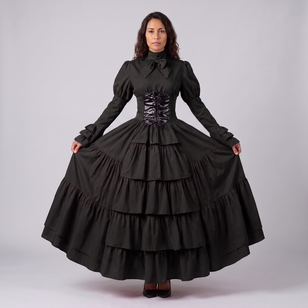Swanhild | Women's Medieval Renaissance Ball Gown with Lace-Up Cinch Belt - image 2