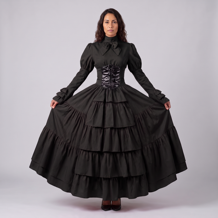 Swanhild | Women's Medieval Renaissance Ball Gown with Lace-Up Cinch Belt - image 2