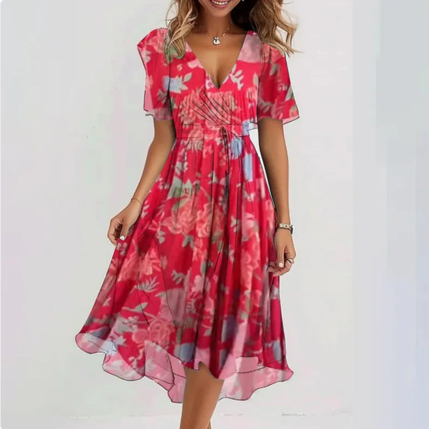 Alwyn | Women's Floral Wrap Midi Dress with V-Neck and Flutter Sleeves - image 2